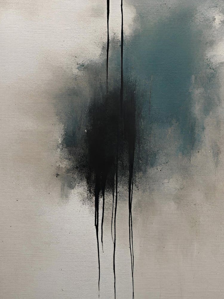 Scandi Japandi Abstract Beige, black and teal abstact artwork