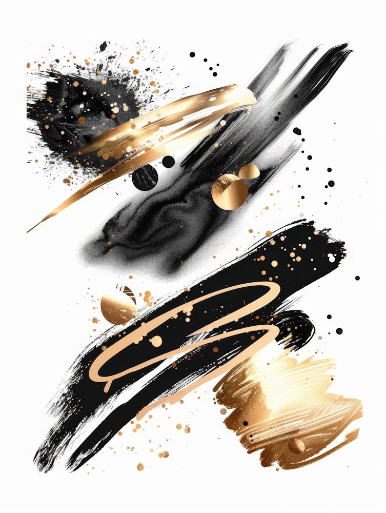 Gold And Black Abstract Painting 87
