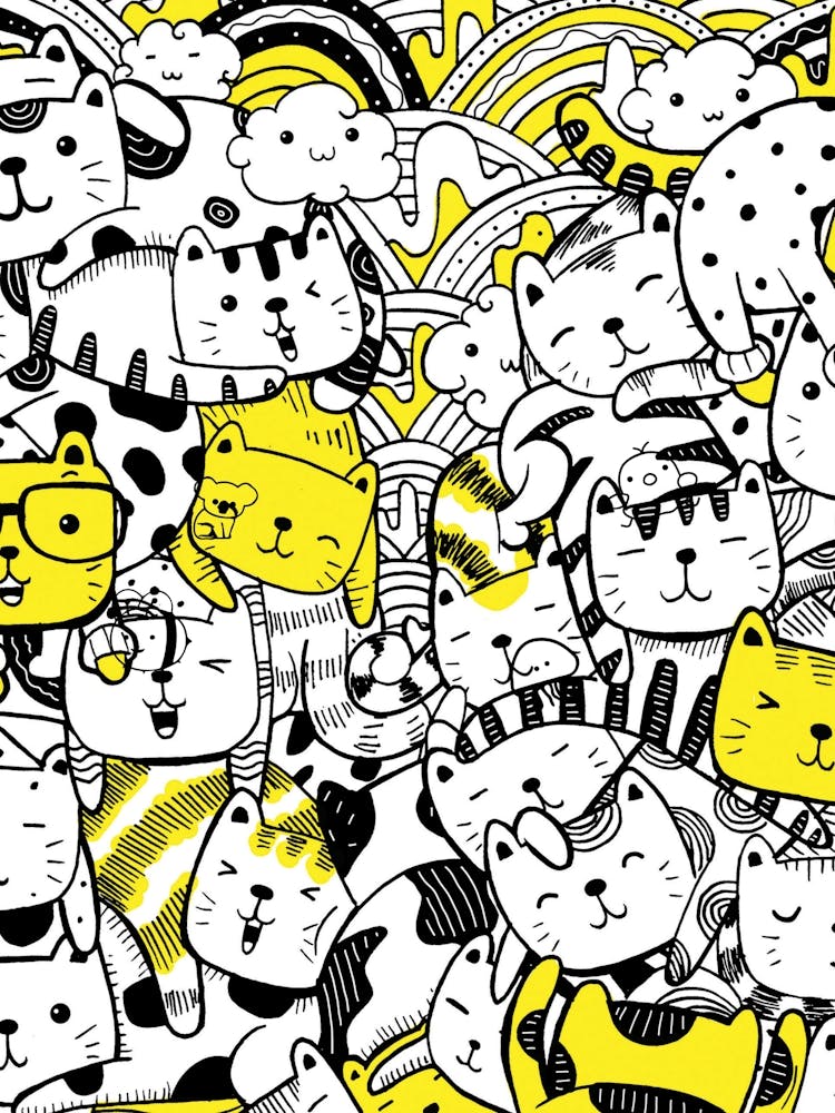 Motif Sans Couture Chats Dessinés