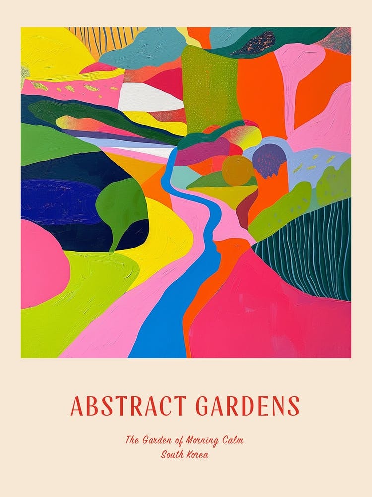 Colourful Gardens The Garden Of Morning Calm South Korea 3 Red Poster