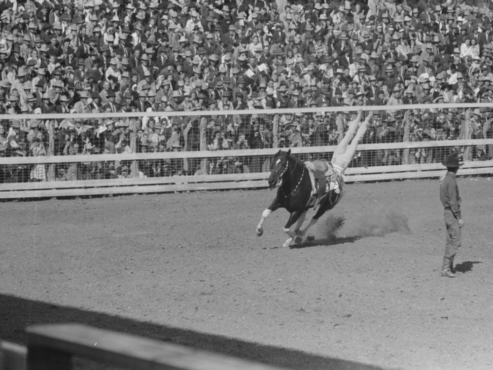 Fancy Riding Demonstration At The Rodeo Of The San Angelo Fat Stock Show, San Angelo, Texas By Russell Lee