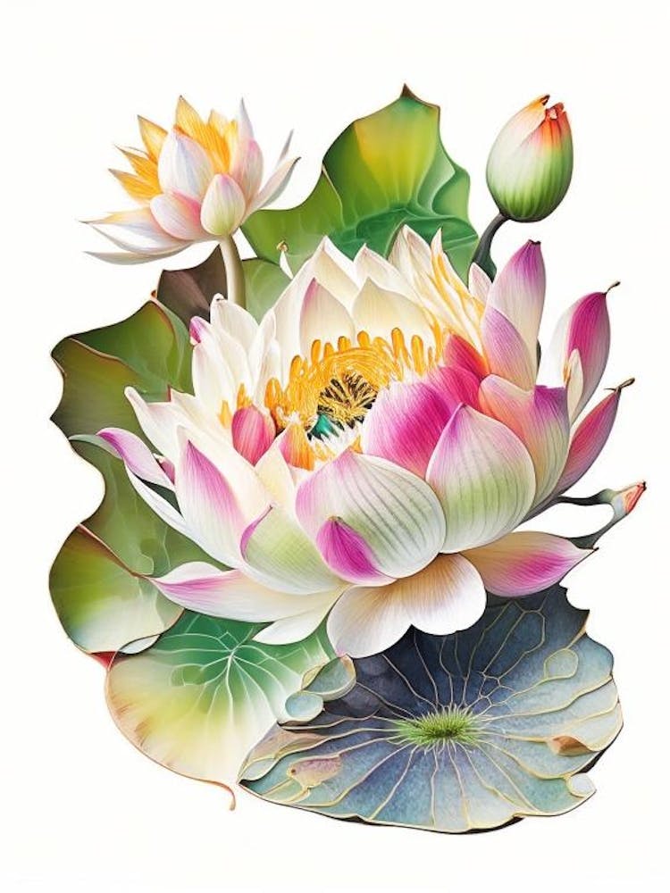 Fleur de Lotus Dans Jardin Découpage 1