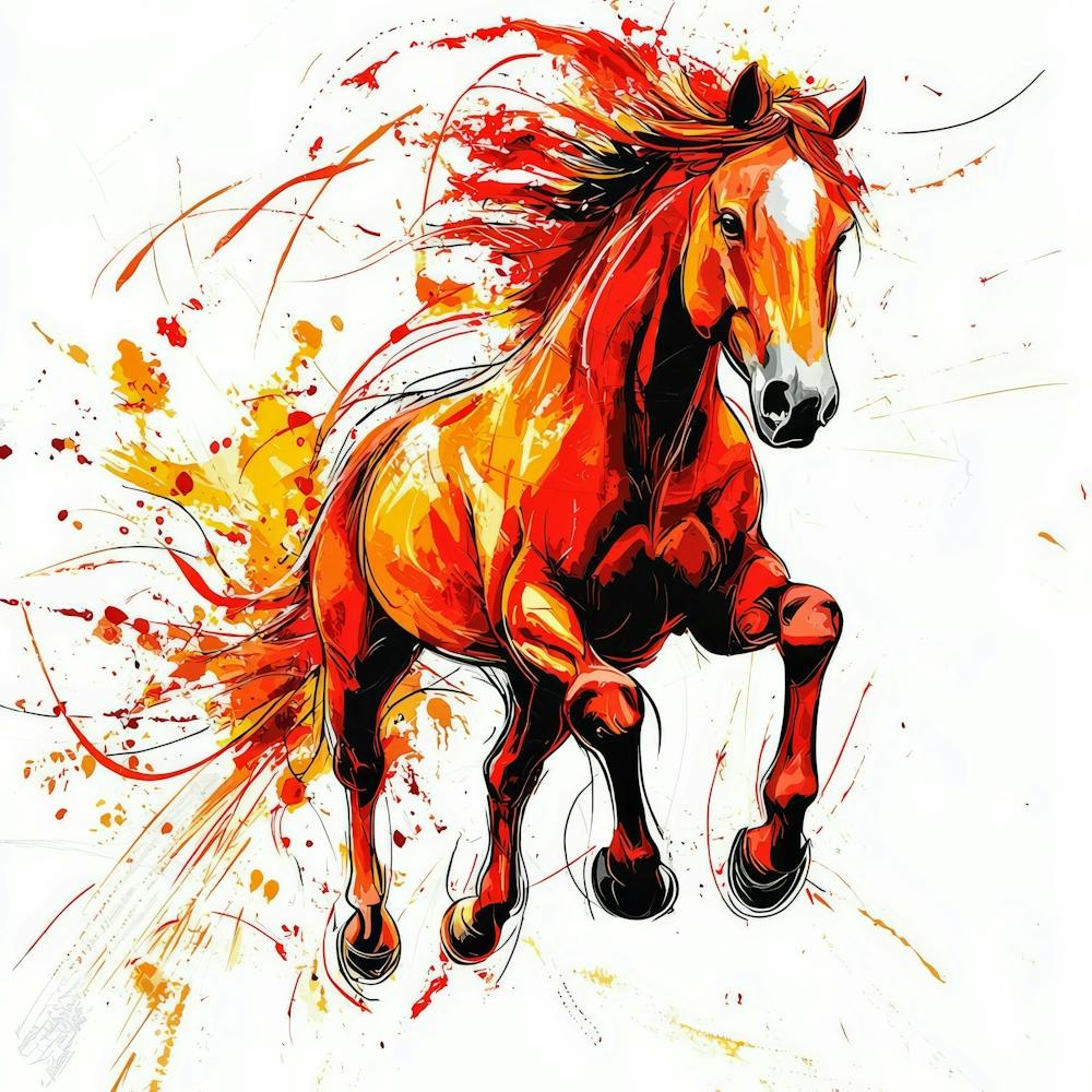 Horse Painting.Generated AI. Wall