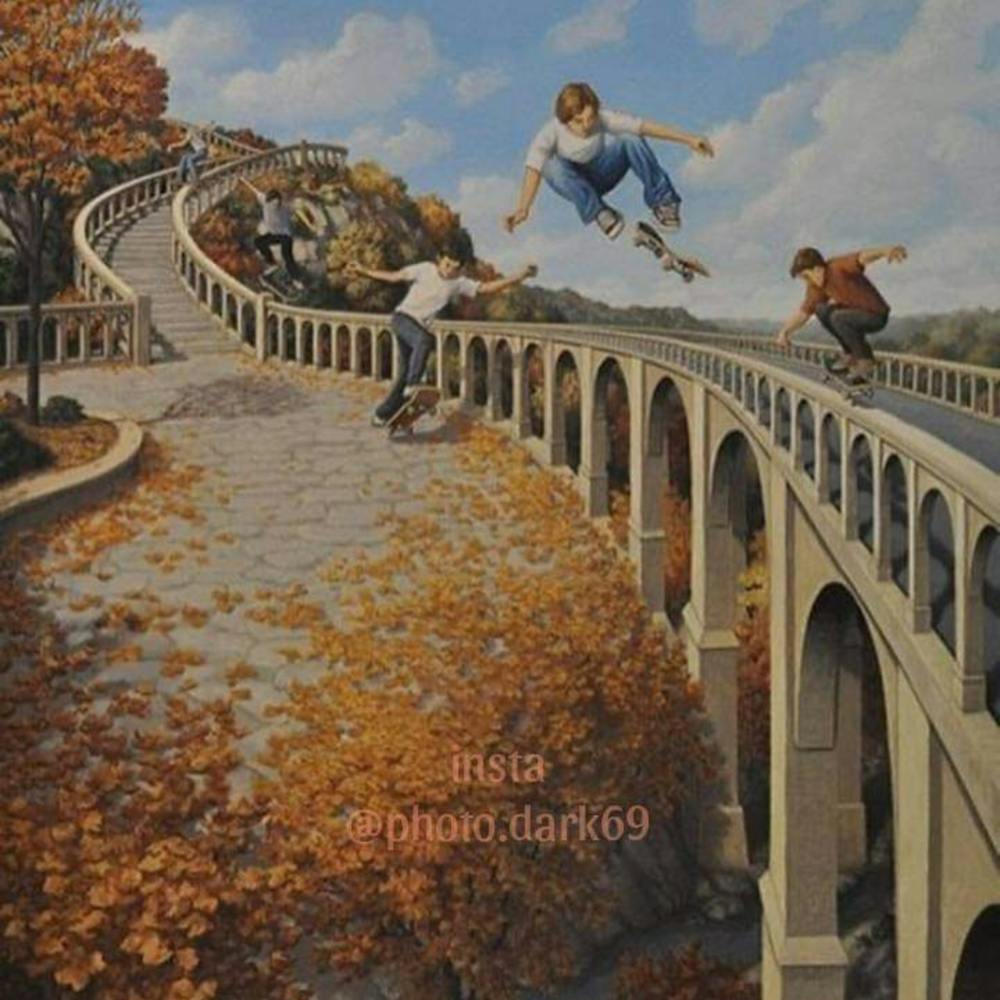 Skateboarders On A Bridge