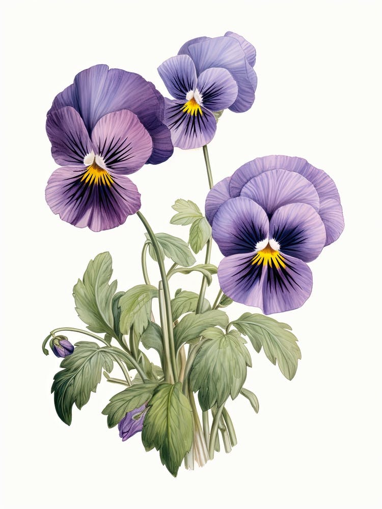 Pansies Flower Vintage Botanical 3