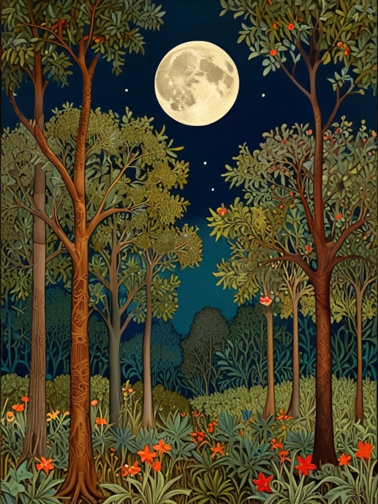 William Morris Full Moon In The Forest 1