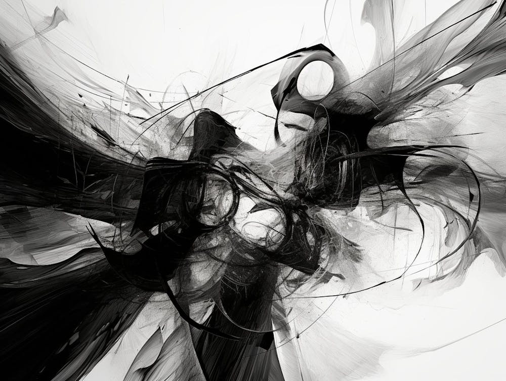 Quantum Entanglement Abstract Black And White 7