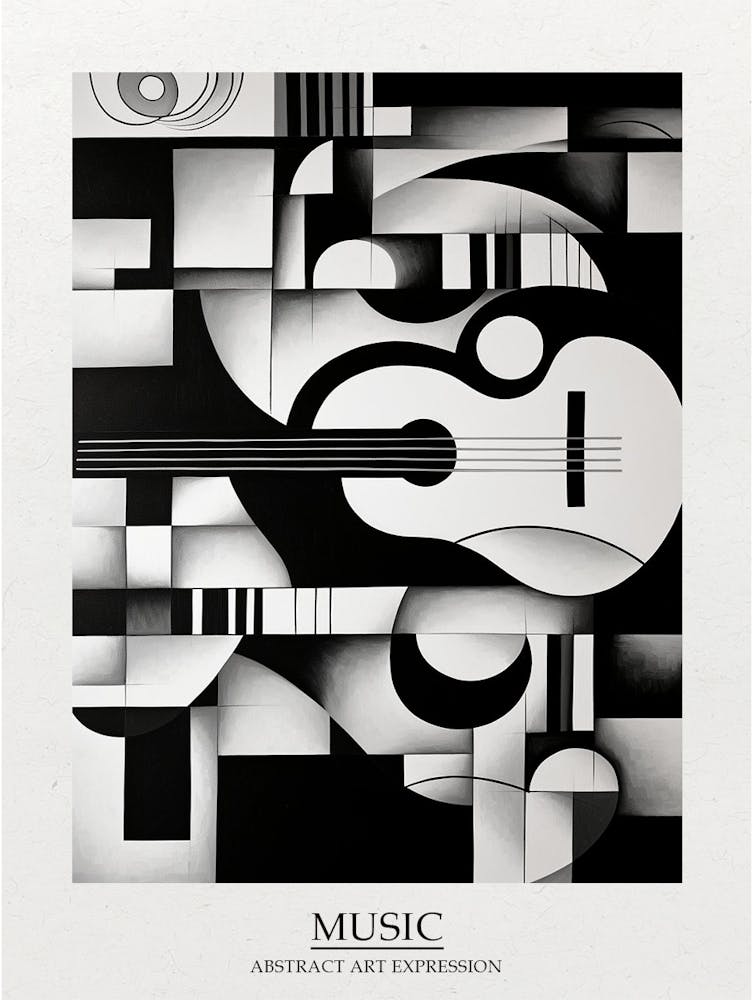 Music Abstract Black And White 8 Poster