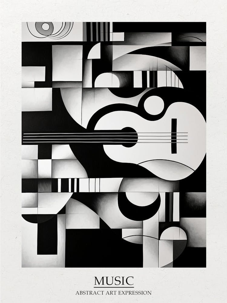 Music Abstract Black And White 8 Poster