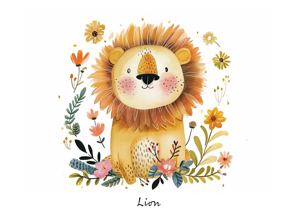 Little Floral Lion 3 Poster