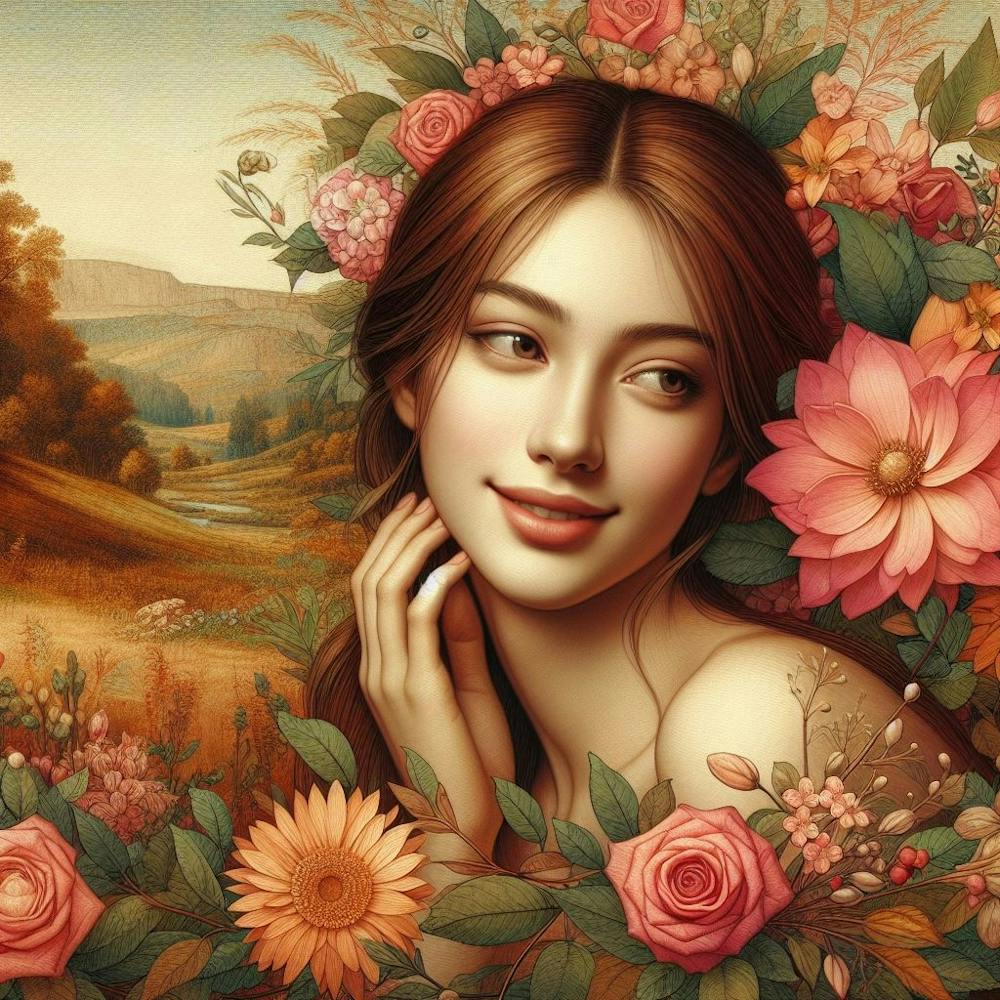 Beautiful Girl With Flowers