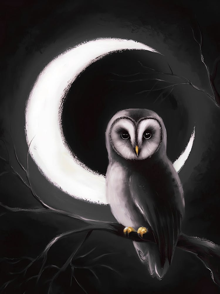 Owl In The Moonlight