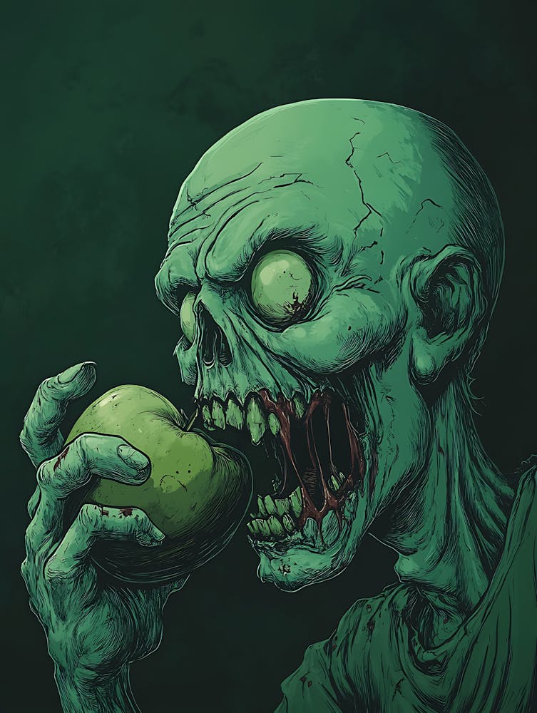 Zombie Effrayant Mangeant une Pomme 13