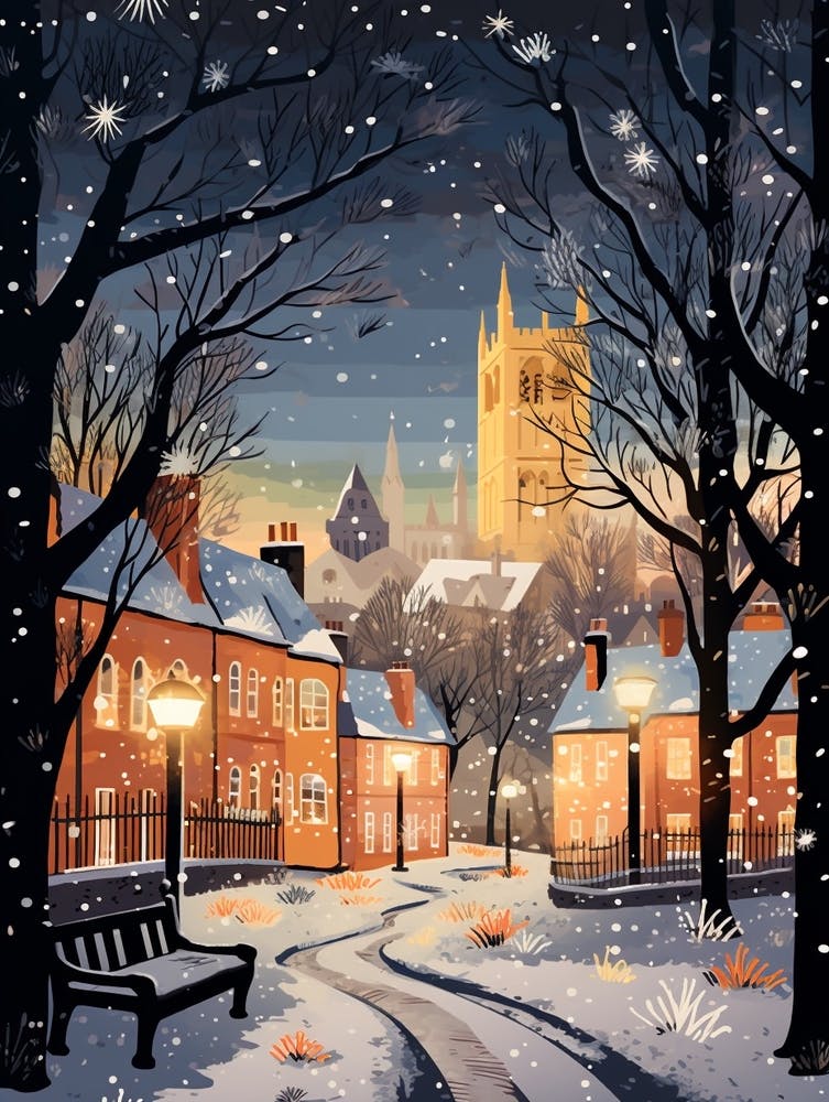 Winter Reise Nacht Illustration St Andrews Vereinigtes Königreich 2