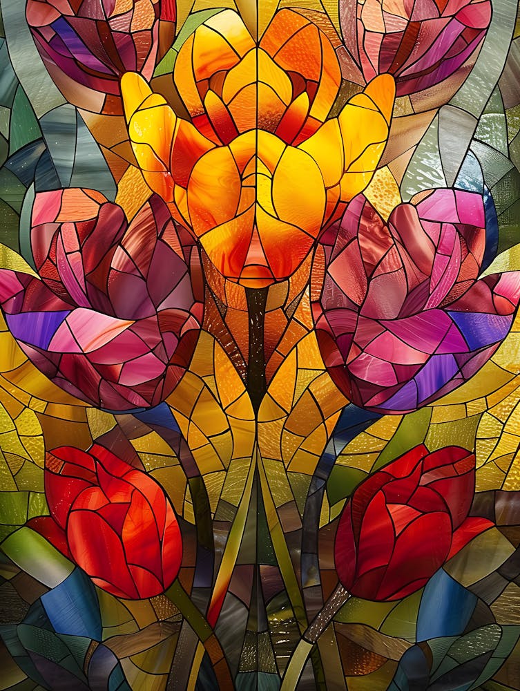 Colorful Stained Glass Flowers 10