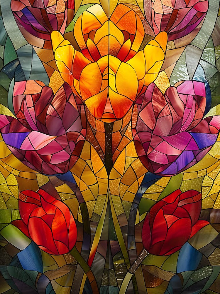 Colorful Stained Glass Flowers 10