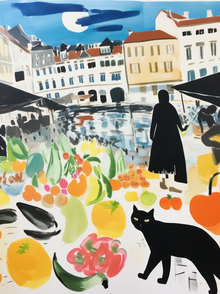 The Food Market In Lyon 4 Illustration