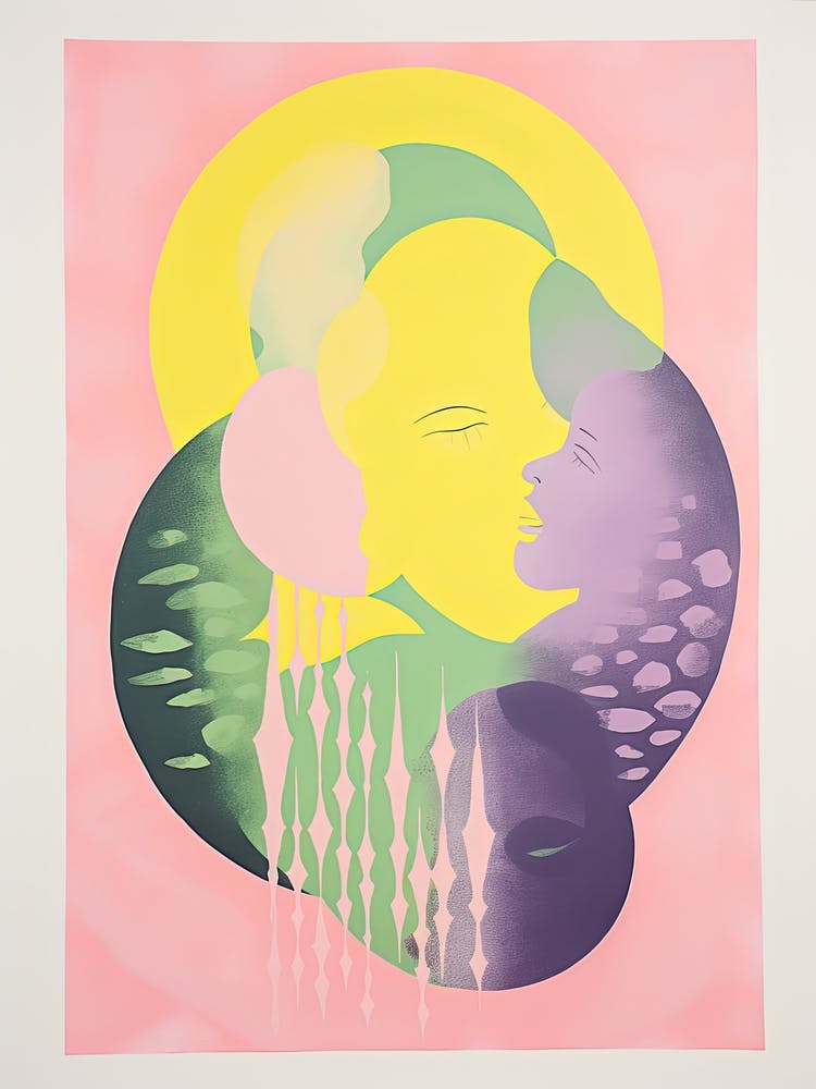 Abstract Faces Risograph Style 4