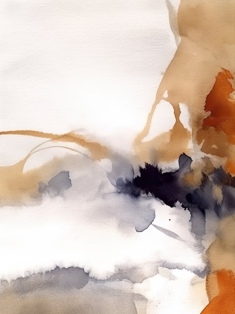 Watercolour Abstract Burnt Orange 6