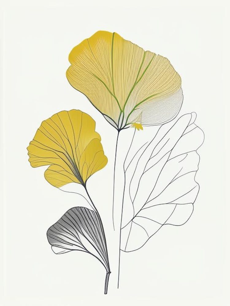 Ginkgo Spices And Herbs Minimal Line Drawing 3