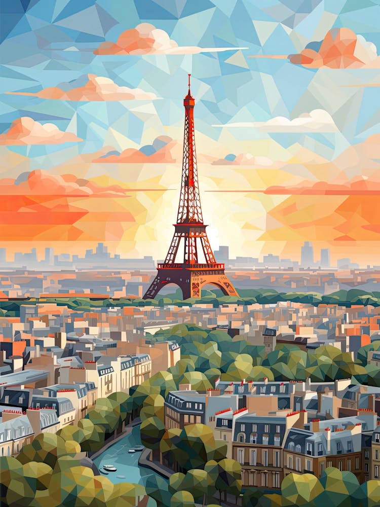 Paris View   Geometric Vector Illustration 3