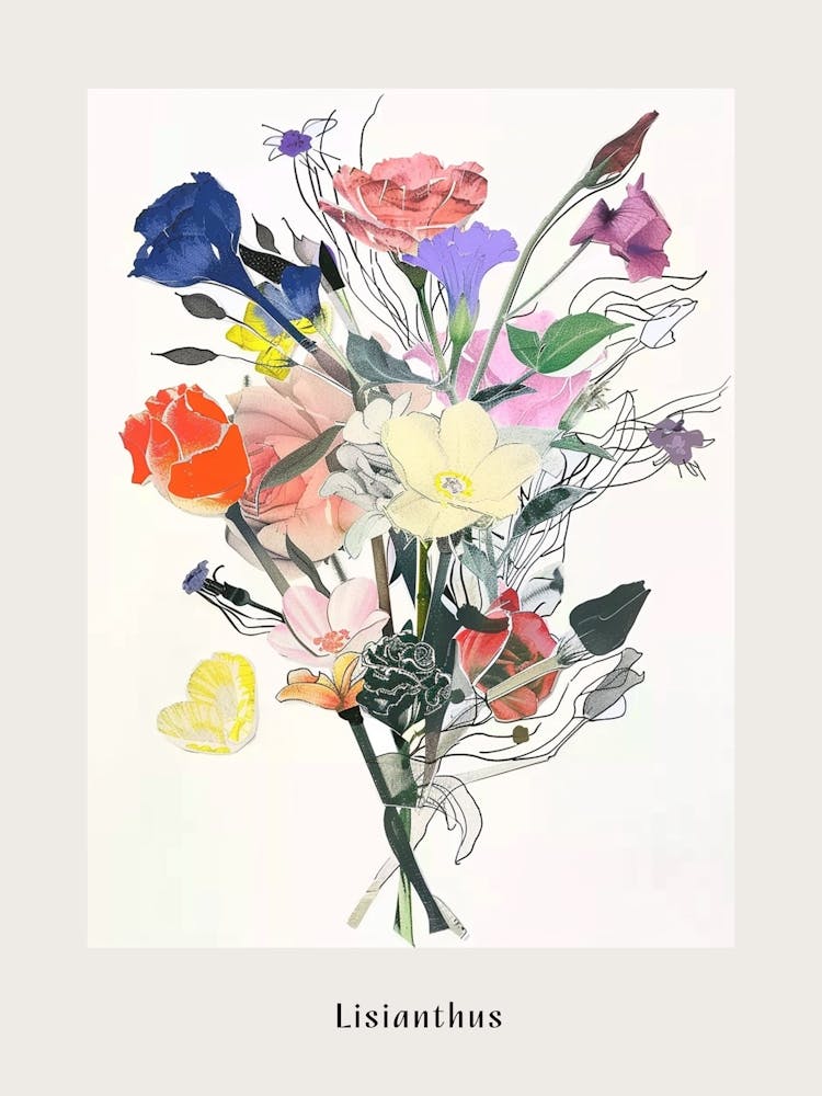 Lisianthus 1 Collage Flower Bouquet Poster