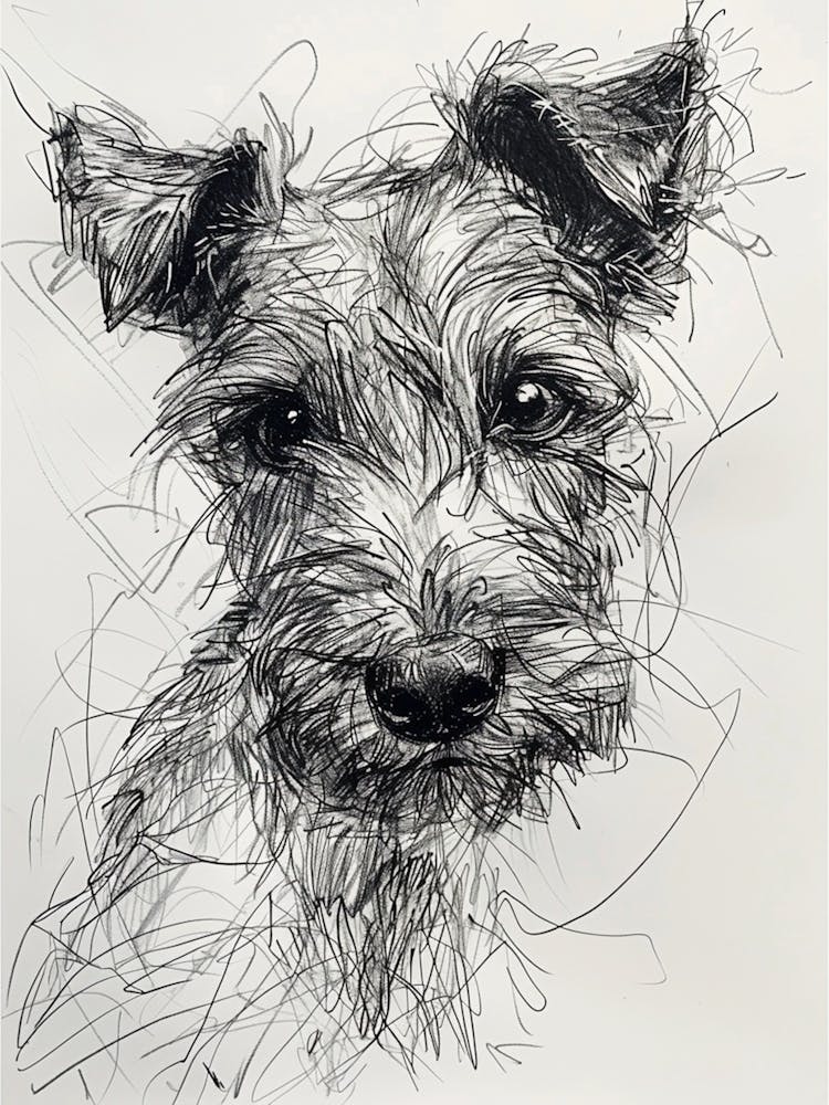 Fox Terrier Dog Line Sketch 2