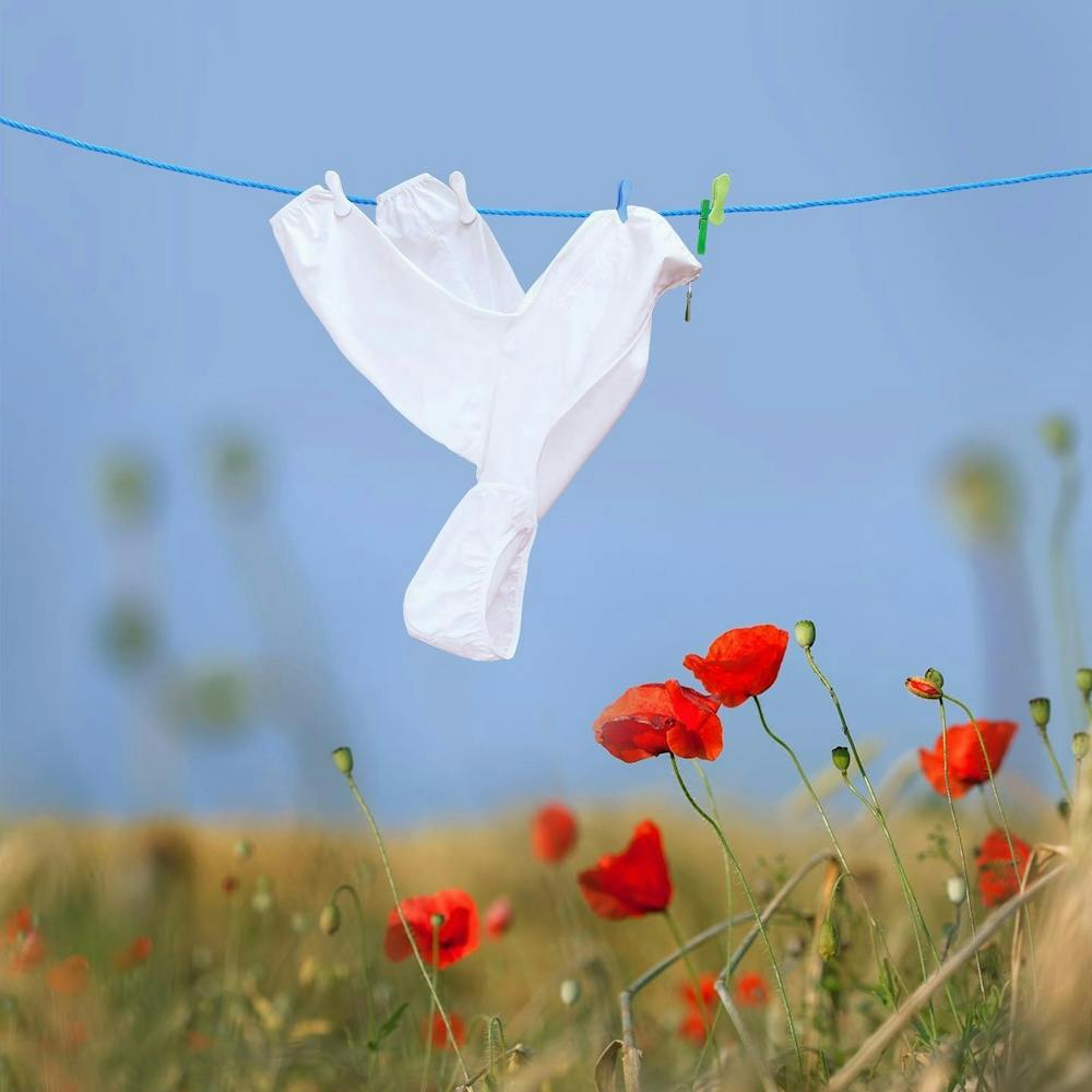 White Clothes Hanging On A Clothesline Laundry