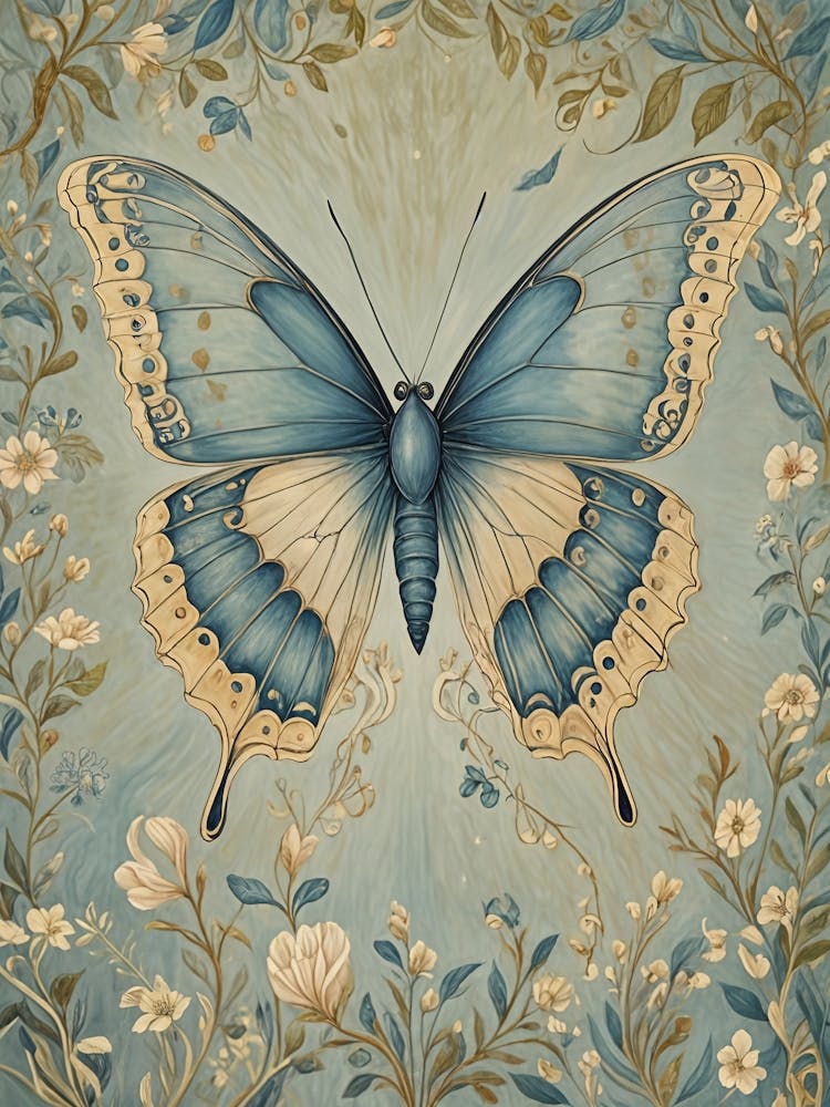 Floral Blue Butterfly no2