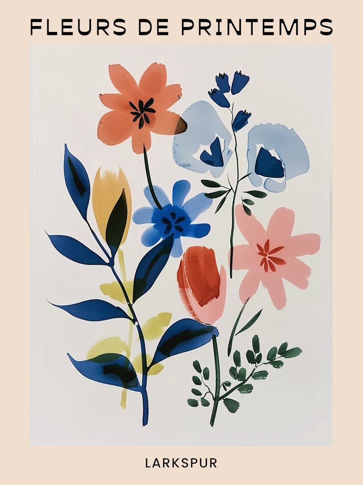 Spring Floral French Poster  Larkspur 4