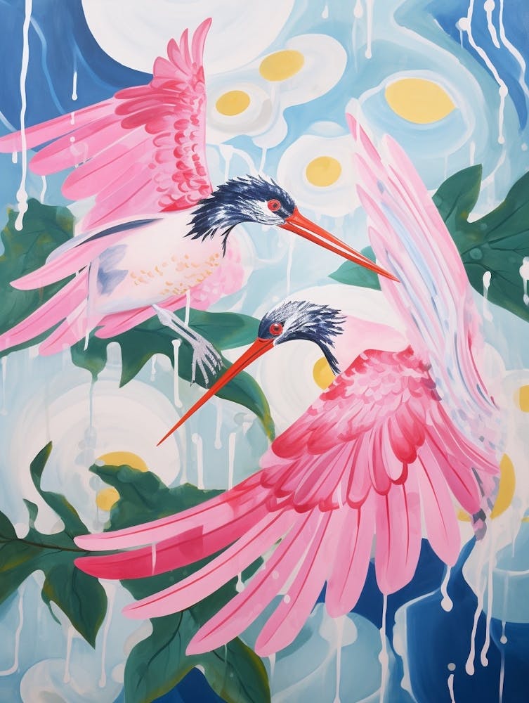 Rosa Ätherisches Vogelgemälde Eisvogel 2