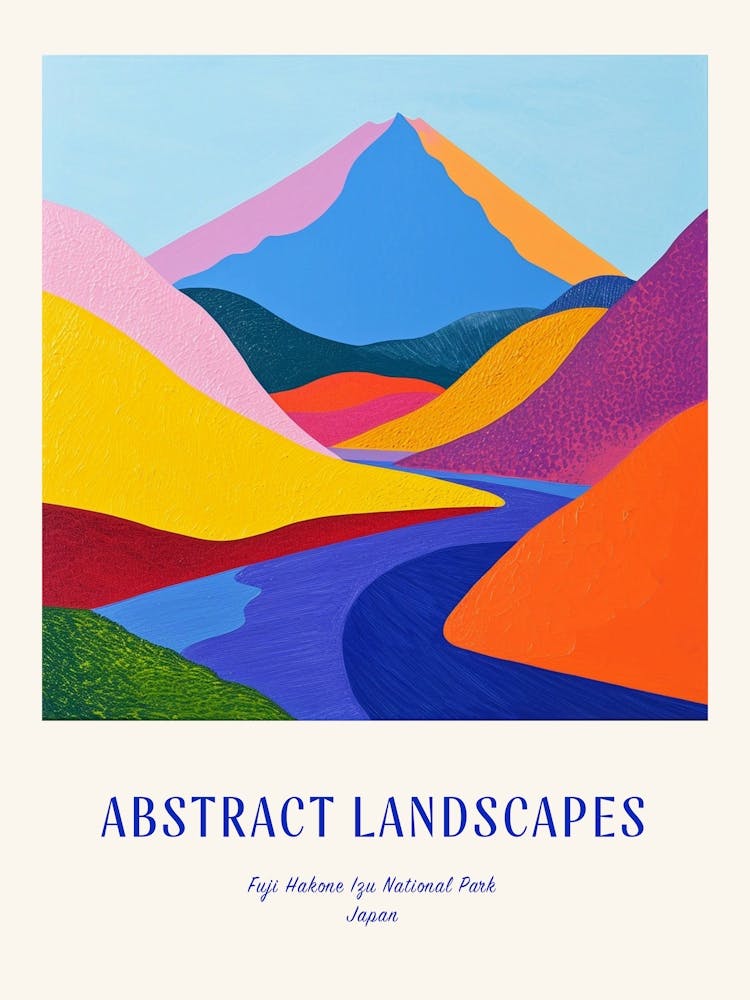 Colourful Abstract Fuji Hakone Izu National Park Japan 1 Poster Blue