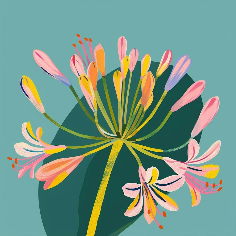 Agapanthus 1 Square Flower Illustration