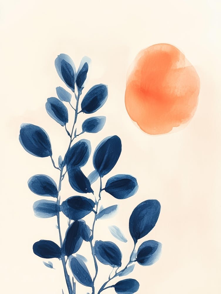 Blue And Orange Watercolor Painting 1