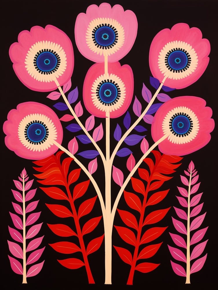 Flower Motif Painting Anemone 1