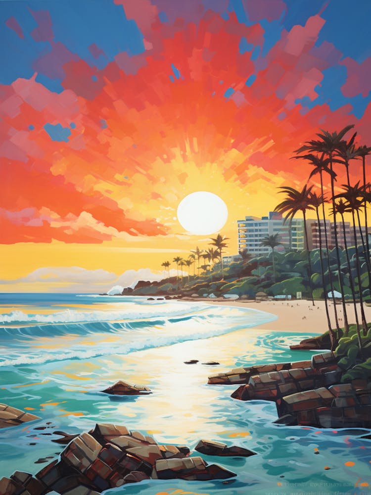 Sonnengeküsstes Gemälde von Coolangatta Beach Australien 2