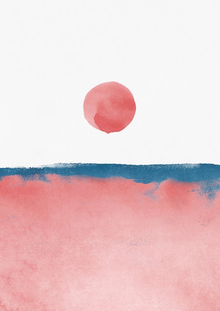 Minimal Landscape Pink And Navy Blue 02