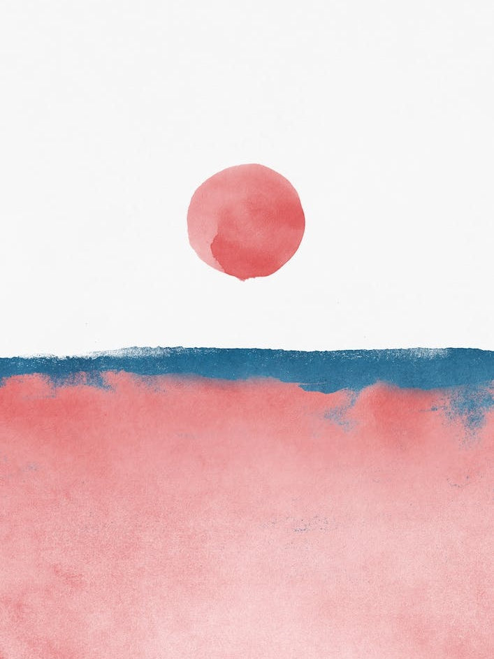 Minimal Landscape Pink And Navy Blue 02