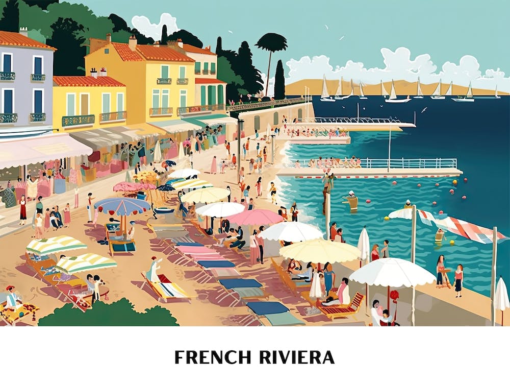 French Riviera Vintage Travel Poster Landscape 2