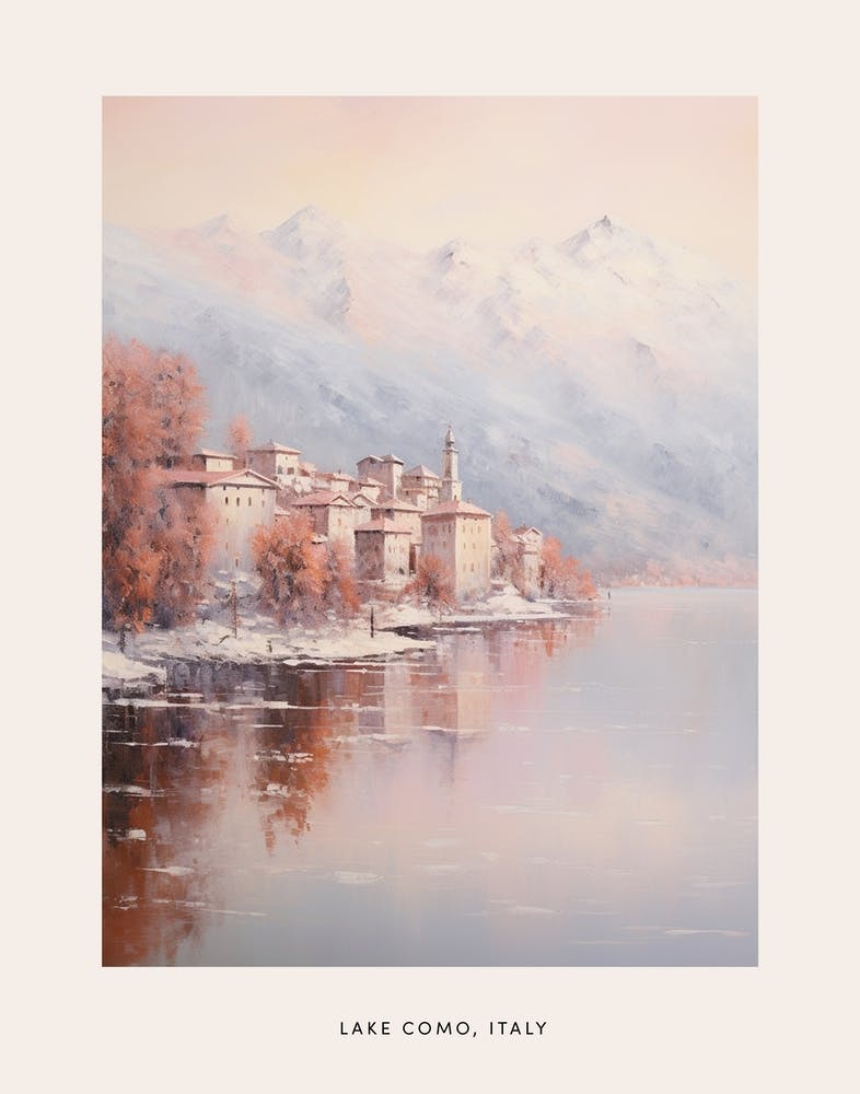 Dreamy Winter Painting Poster Lake Como Italy 2