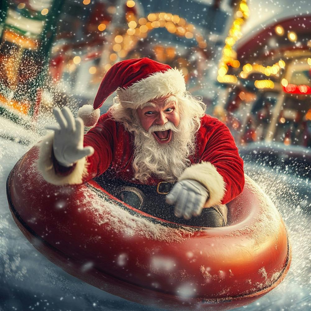 Christmas Santa Claus Riding A Sled