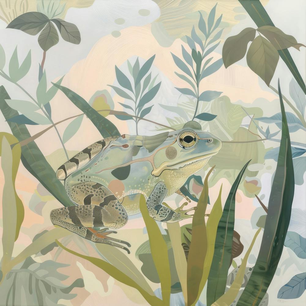 Tropical Frogs Pastel Illustration 4
