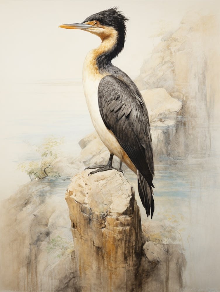 Vintage Vogelzeichnung Kormoran 2