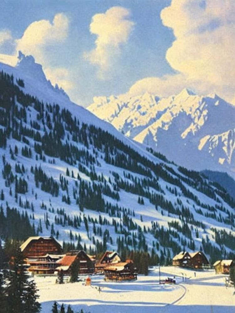 Oberstdorf, Germany Ski Resort Vintage Landscape 2 Skiing Poster