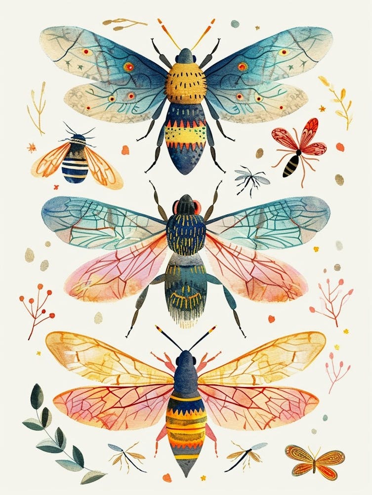 Colourful Insect Illustration Bee 1