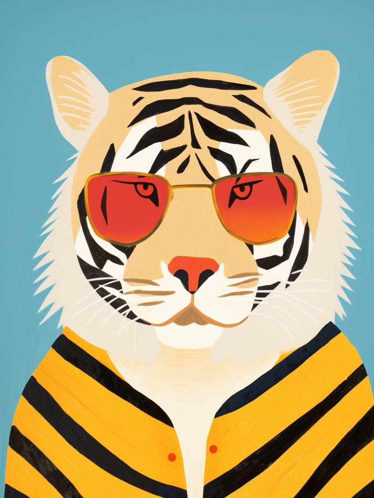 Little Siberian Tiger 2 Wearing Sunglasses