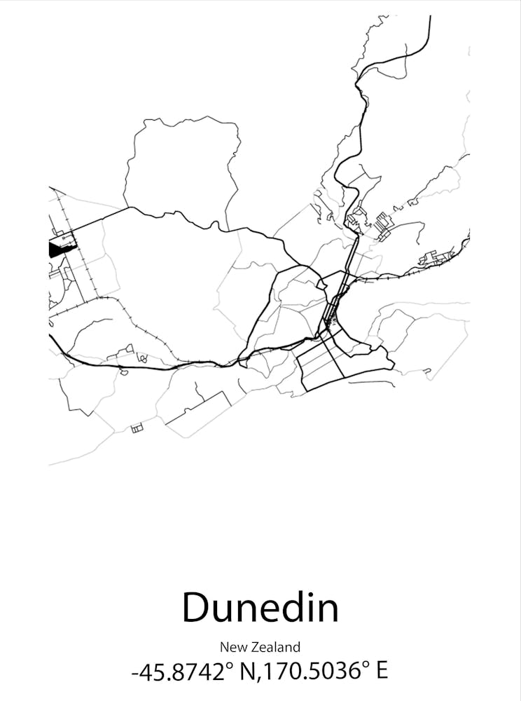 Dunedin,New Zealand Minimalist Map
