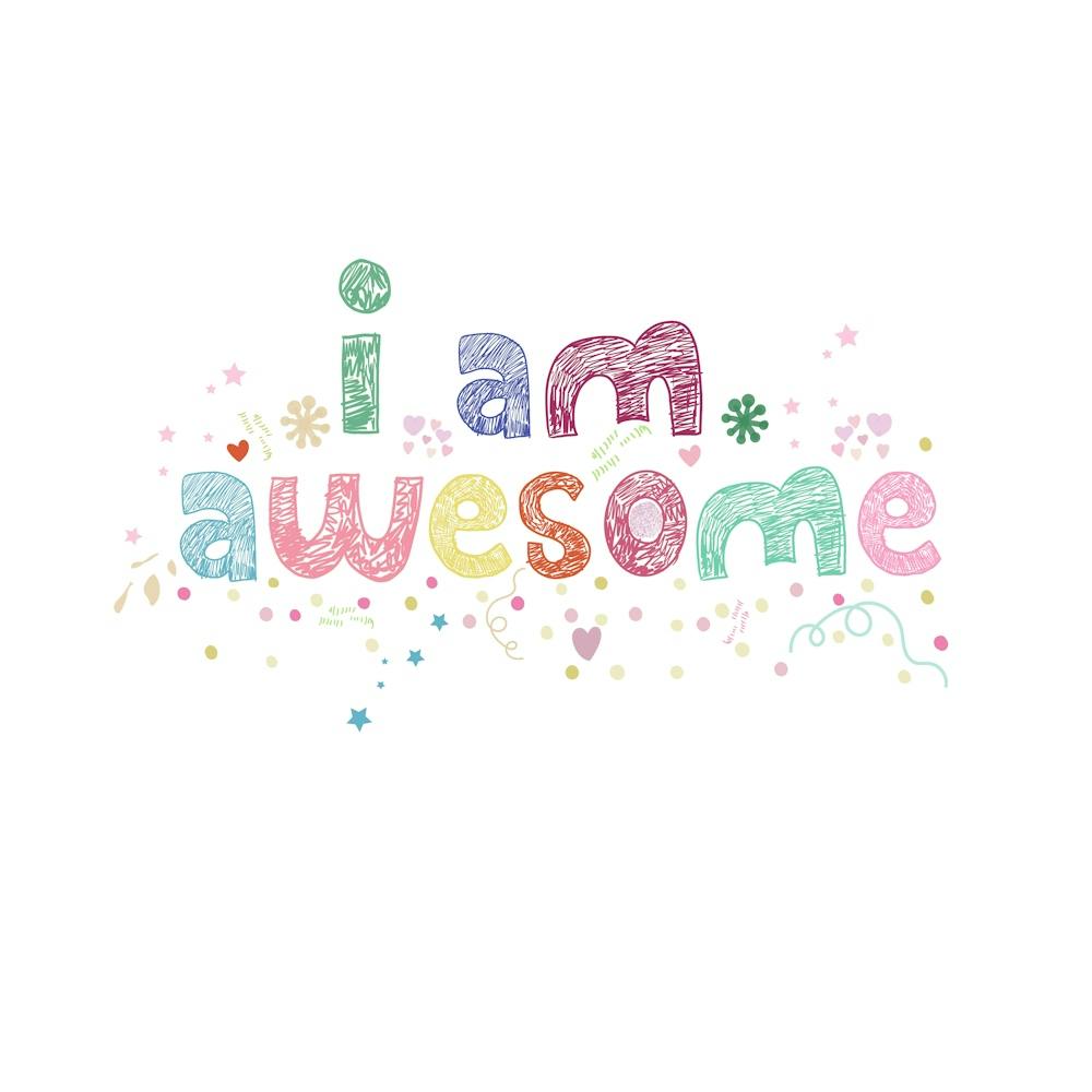 I Am Awesome Text With Hearts And Flowers