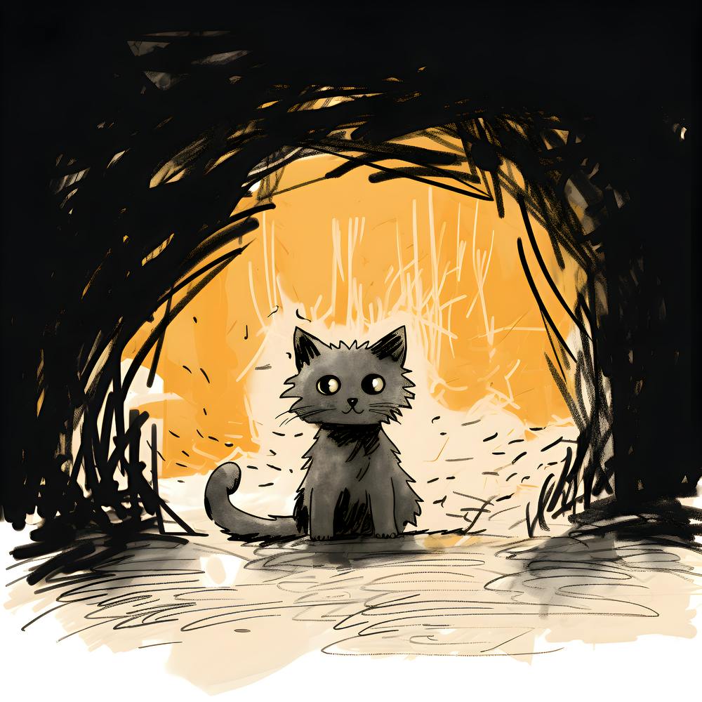 Cat In A Cave