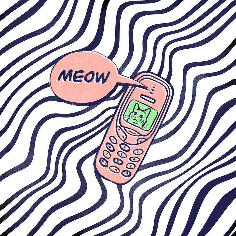 Meow it’s me, cat, phone, animals, illustration, wall art